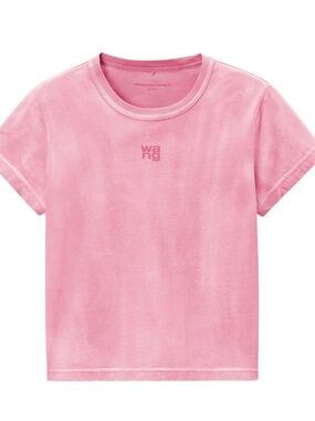 Alexander Wang Pink Shrunken Cotton Tee with Logo